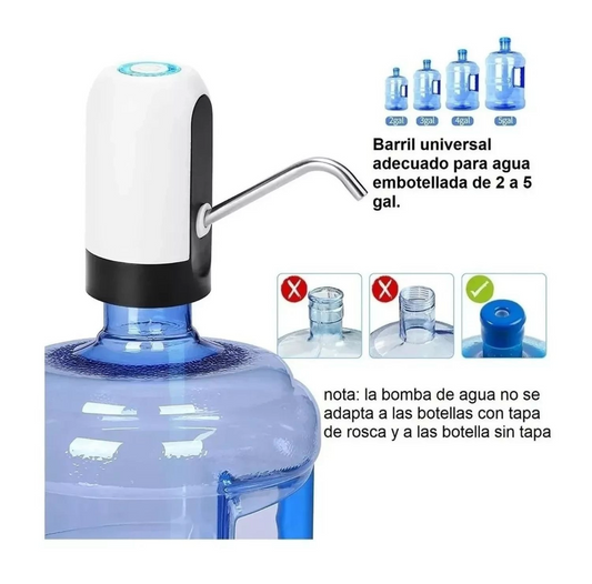 dispensador Electrico de agua USB Recargable para Botellas de 2 a 5 Galones 🚚 ENVIO GRATIS